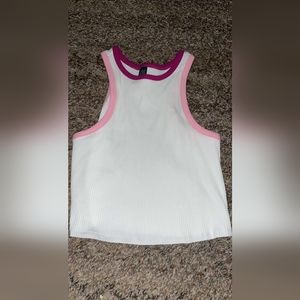 Pink and white tank top